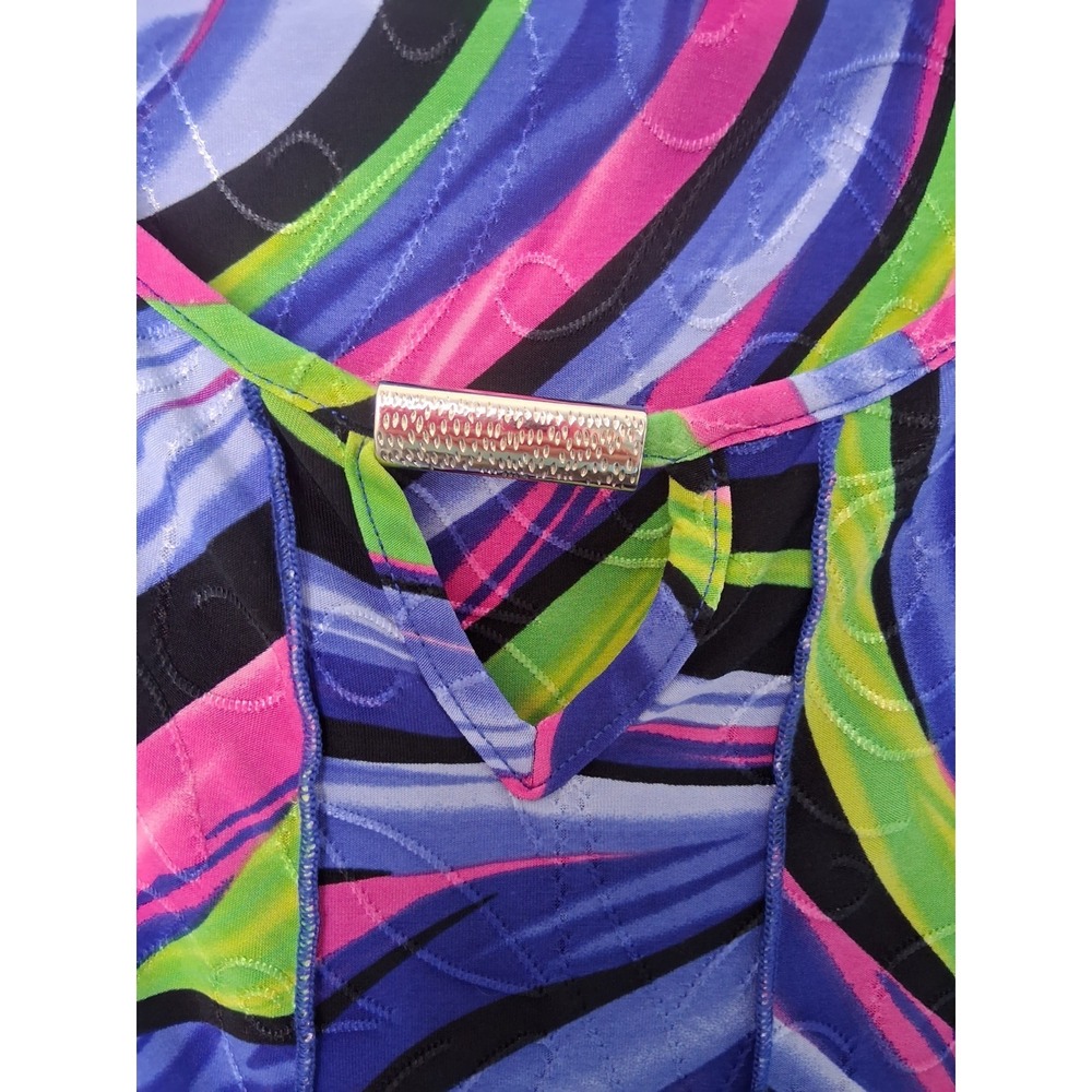 Vintage Abstract Vibrant Tunic Top Liquid Knit Pullover Size 2X Art To Wear - Picture 4 of 6